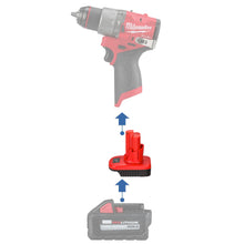 Load image into Gallery viewer, Milwaukee 18V to Milwaukee 12V Battery Adapter