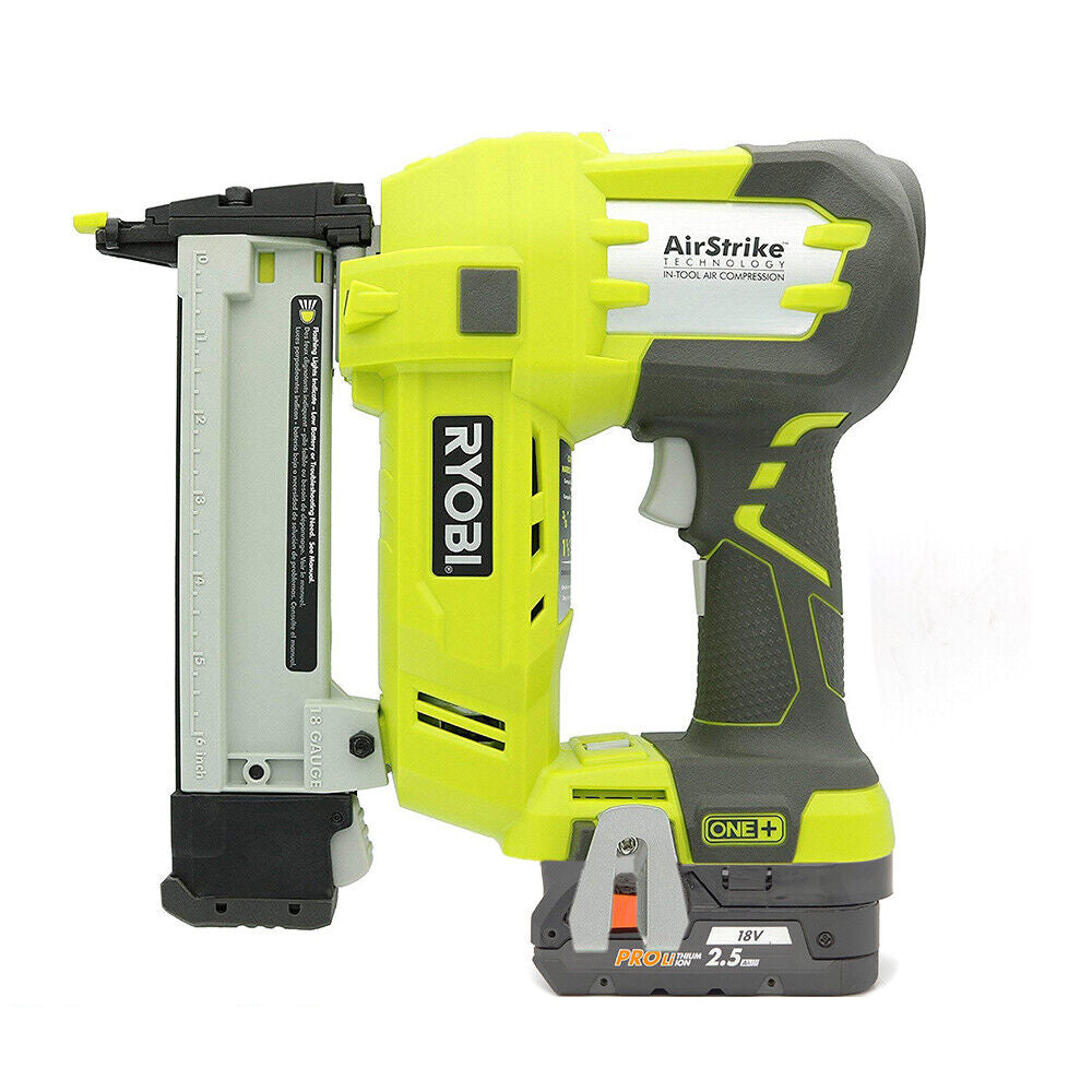 Ryobi 18V ONE+ 18-gauge brad nailer, an example of the tools the RIDGID 18V to Ryobi 18V ONE+ battery adapter powers