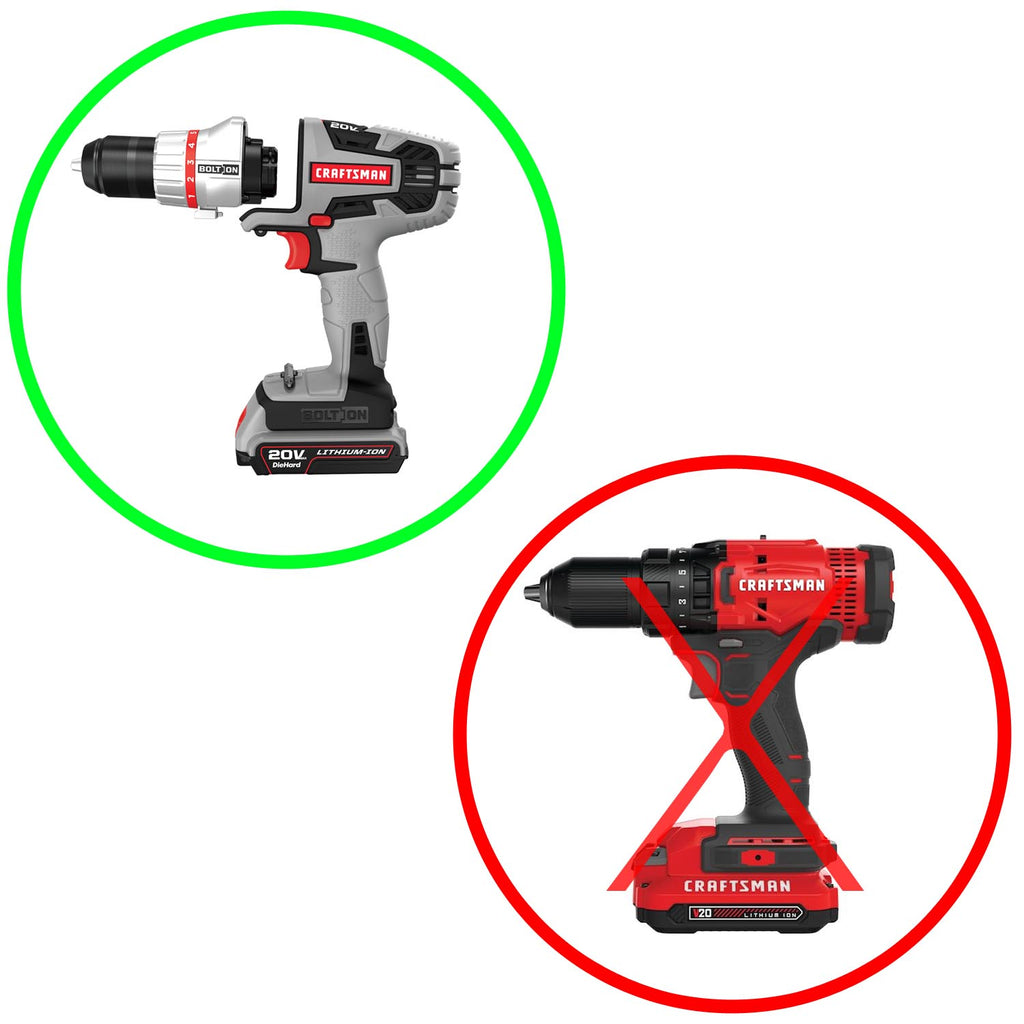 AEG 18V to Craftsman 20V Bolt-On battery adapter - Craftsman 20V Bolt-On cordless drill driver
