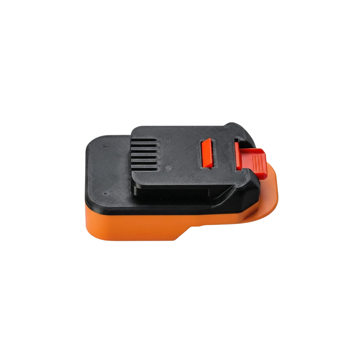 RIDGID 18V to MacNaught 18V battery adapter - plan view of the MacNaught tool-side connection and release catch