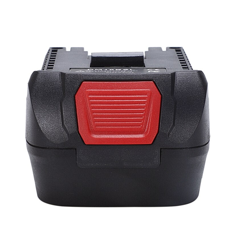 Bauer 20V to Bosch 18V GBA (Blue) battery adapter - front view of the ribbed release button below the Bosch tool-side