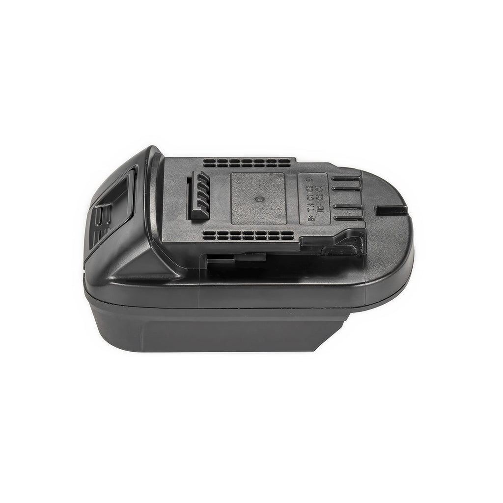Bauer 20V to DeWalt 20V MAX battery adapter - DeWalt tool-side connection with four terminal slots and vent grilles