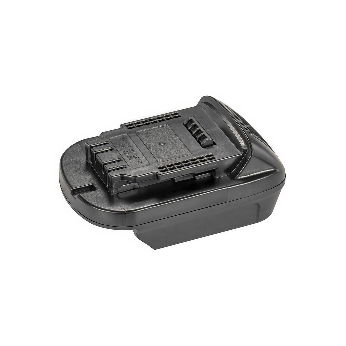Bauer 20V to DeWalt 20V MAX battery adapter - DeWalt tool-side connection with four terminal slots and vent grilles