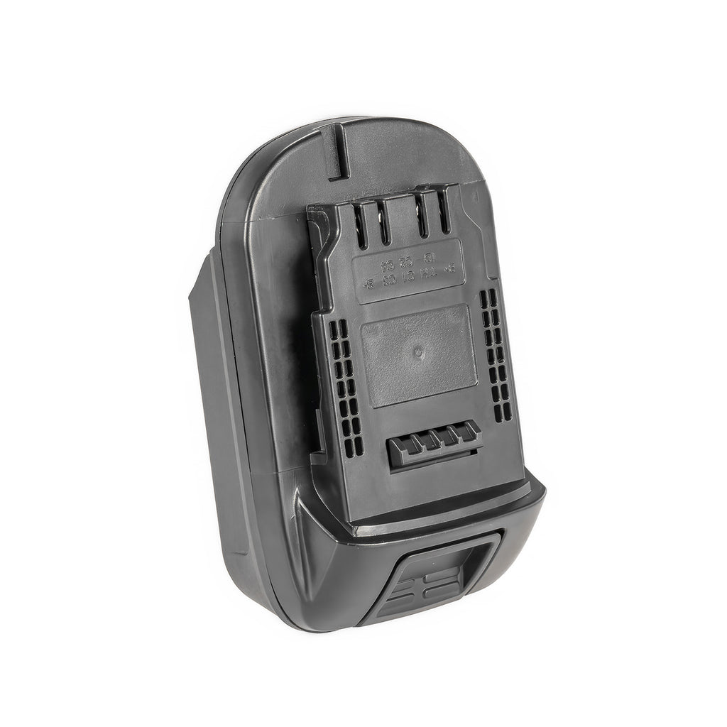 Bauer 20V to DeWalt 20V MAX battery adapter - DeWalt tool-side connection with four terminal slots and vent grilles
