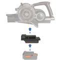 Black and Decker 20V to Hoover 20V ONEPWR battery adapter - compatibility diagram showing battery, adapter and stick vacuum