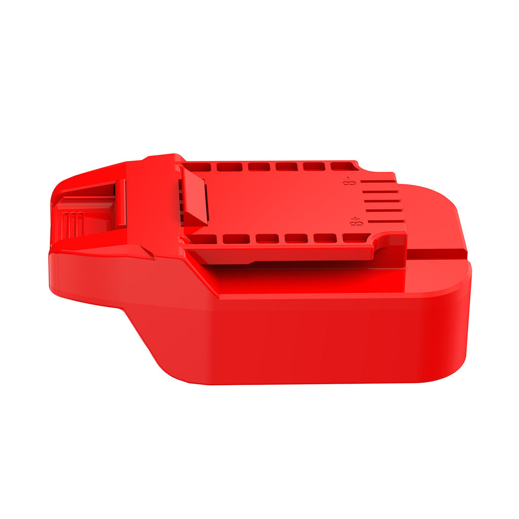 Craftsman 20V to Bauer 20V battery adapter - Bauer tool-side connection with molded B+ and B- polarity marks