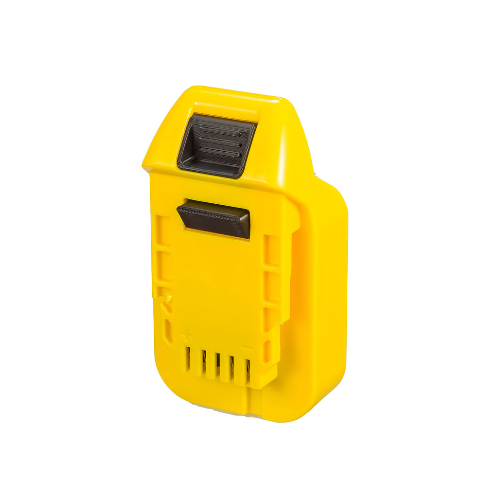 DeWalt 20V MAX to Hercules 20V battery adapter - Hercules tool-side connection, two terminal slots, moulded polarity marks