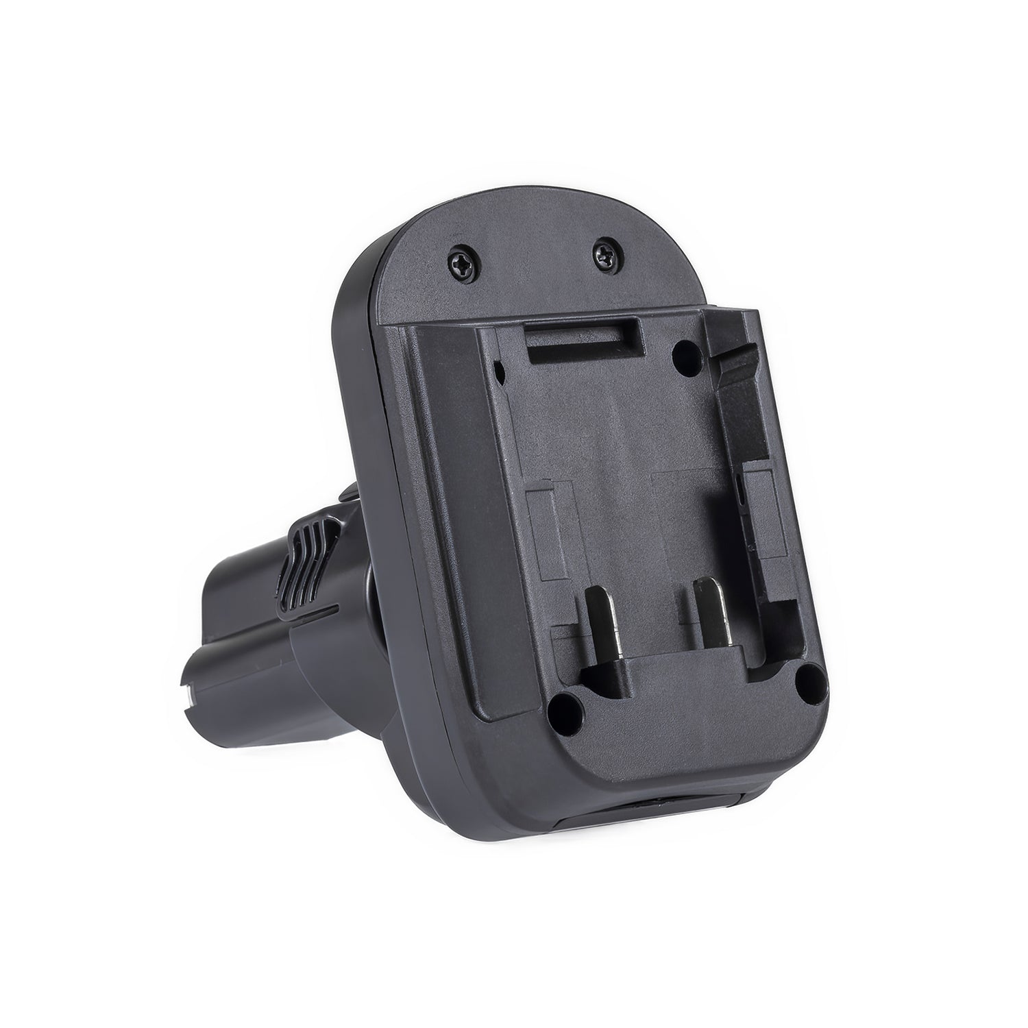 DeWalt 20V MAX to Makita 10.8V CXT battery adapter - battery-side connection with the guide channel and terminal blades