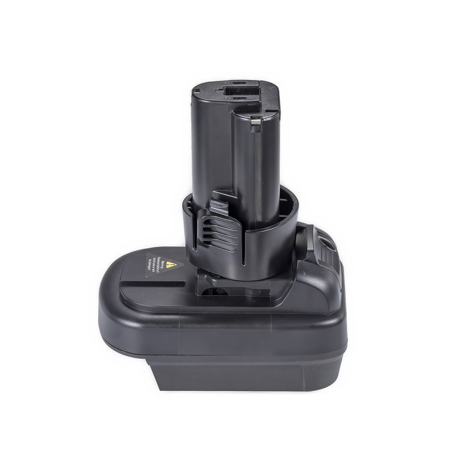 DeWalt 20V MAX to Makita 10.8V CXT battery adapter - Makita tool-side connection front-on, terminal slots on the post top