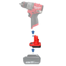 Load image into Gallery viewer, Makita 18V to Milwaukee 12V Battery Adapter
