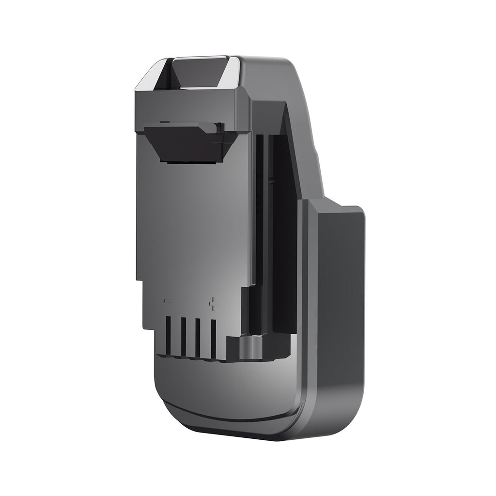 Makita 18V LXT to Bostitch 18V battery adapter - side view of the body with the Bostitch tool-side connection end-on