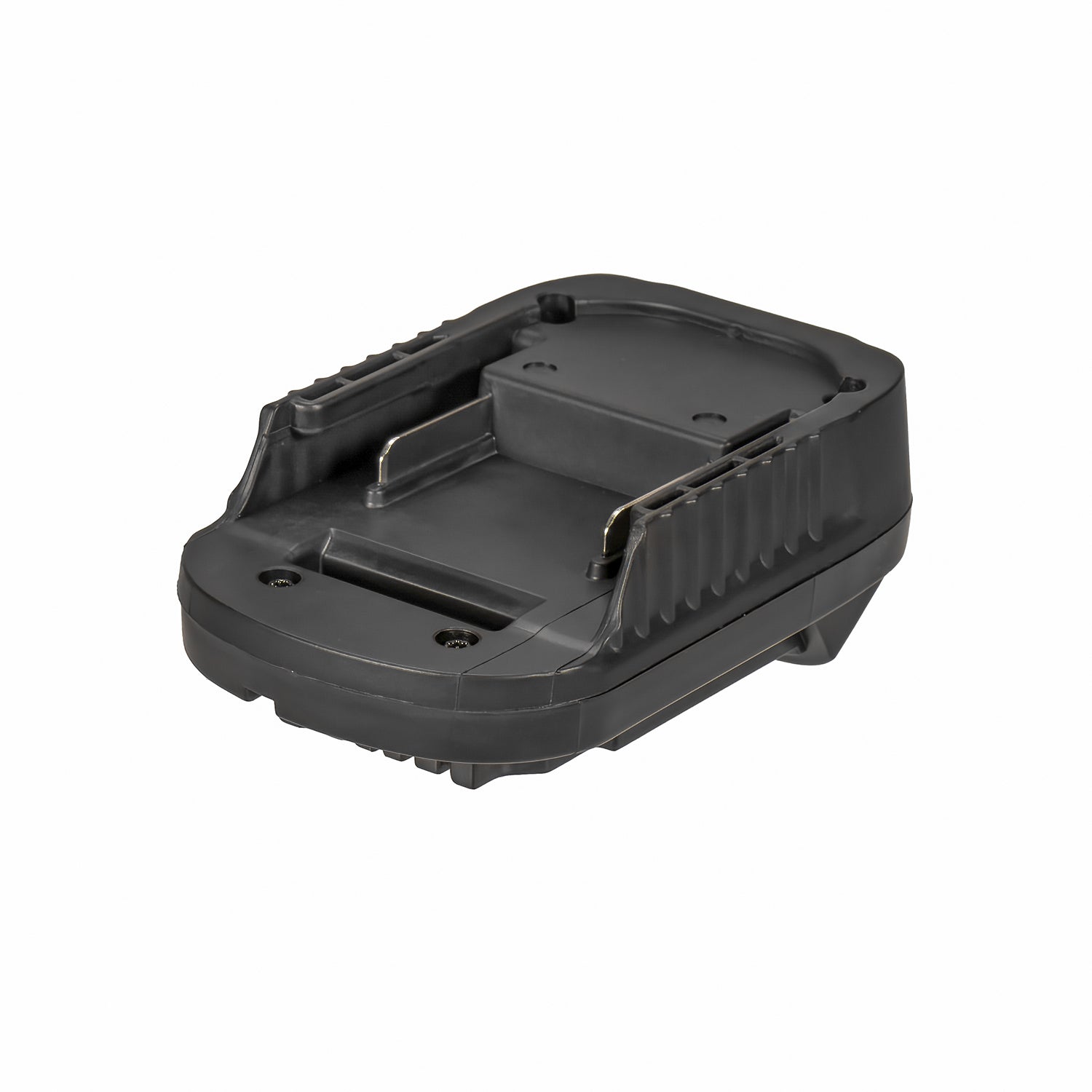 Makita 18V LXT to DeWalt 20V MAX battery adapter - battery-side channel and rails, angled