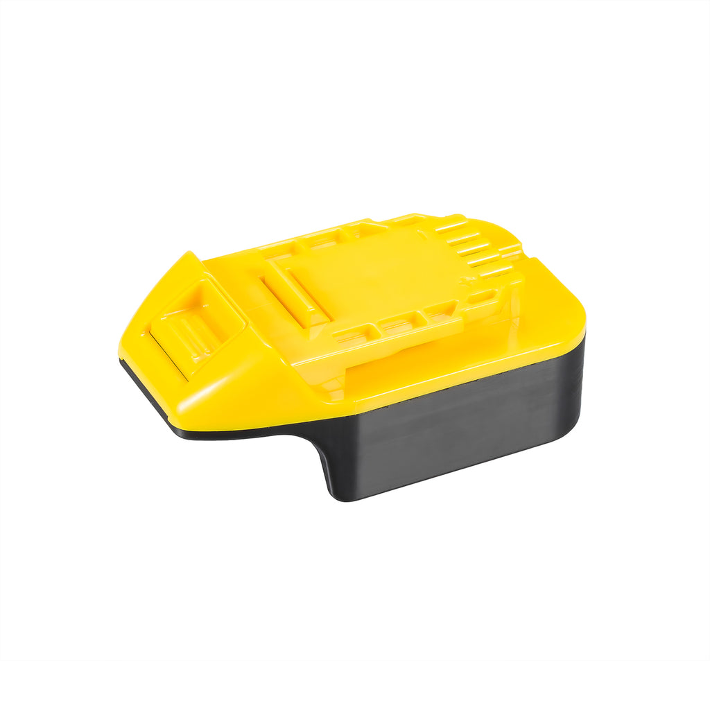 Mastercraft 20V (PWRPOD / Blue) to DeWalt 20V MAX battery adapter - yellow tool-side connection, terminal slots, ribbed pad