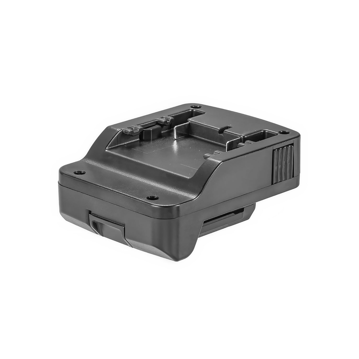 Metabo CAS 18V to RIDGID Plumbing battery adapter - battery-side connection showing the recessed channel