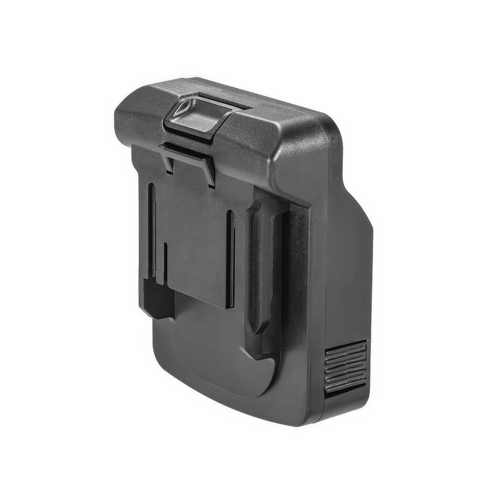 Metabo CAS 18V to RIDGID Plumbing battery adapter - plan view of the RIDGID tool-side connection with terminal slots