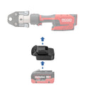 Metabo CAS 18V to RIDGID Plumbing battery adapter - compatibility diagram with cordless pipe press tool