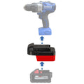 Milwaukee M18 to Kobalt 24V battery adapter - compatibility diagram showing battery, adapter and drill driver