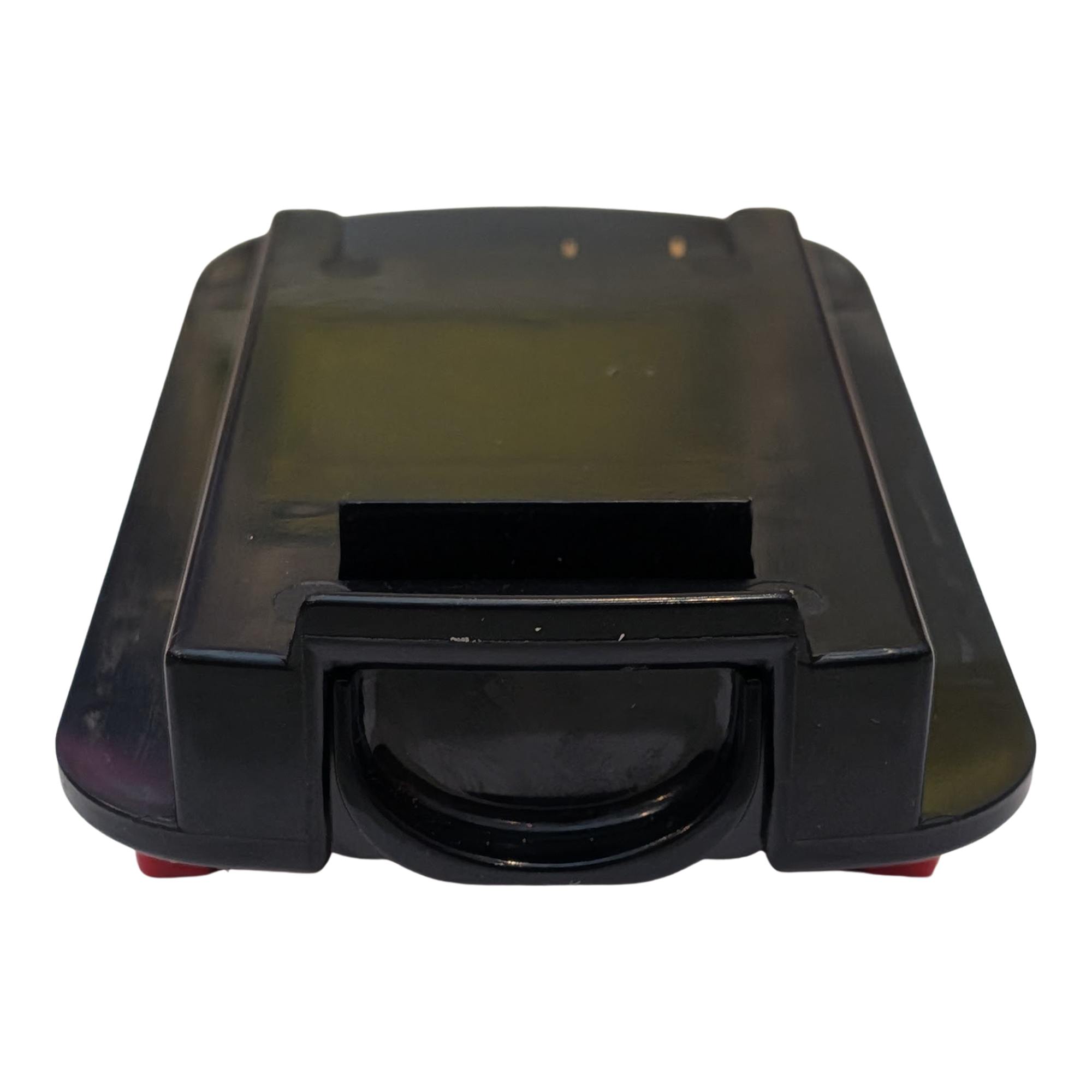 Milwaukee M18 to Black and Decker 18V Ni-Cd battery adapter - end-on view of the tool-side channel, recess in the end wall