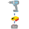 Milwaukee M18 to Hercules 20V battery adapter - compatibility diagram showing battery, adapter and cordless drill