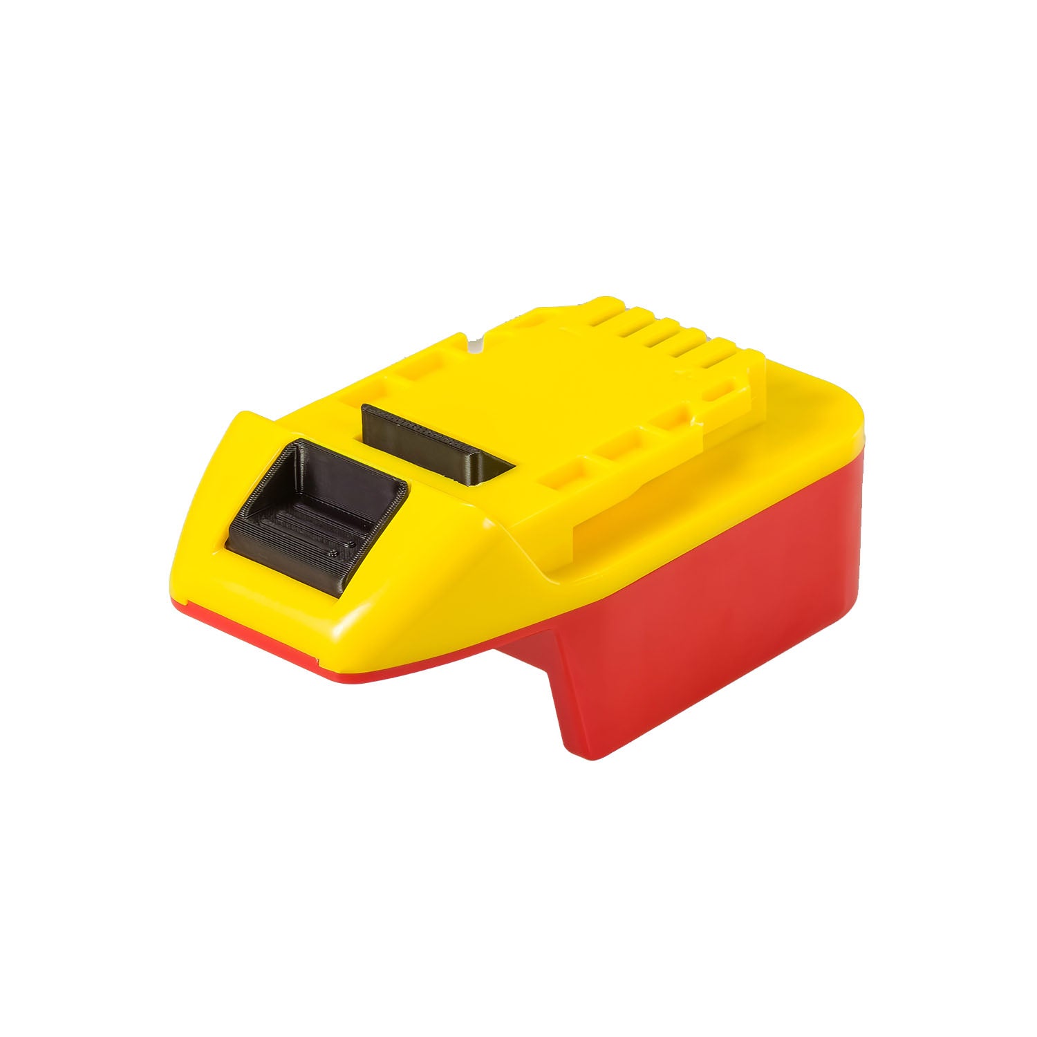 Milwaukee M18 to Hercules 20V battery adapter - Hercules tool-side connection, two terminal slots, over the red base