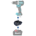 Milwaukee M18 to Makita 18V LXT battery adapter - compatibility diagram showing battery, adapter and drill