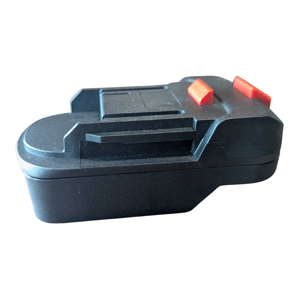 Parkside X20V to Makita 18V LXT battery adapter - Makita tool-side connection with the rail channel and two release catches