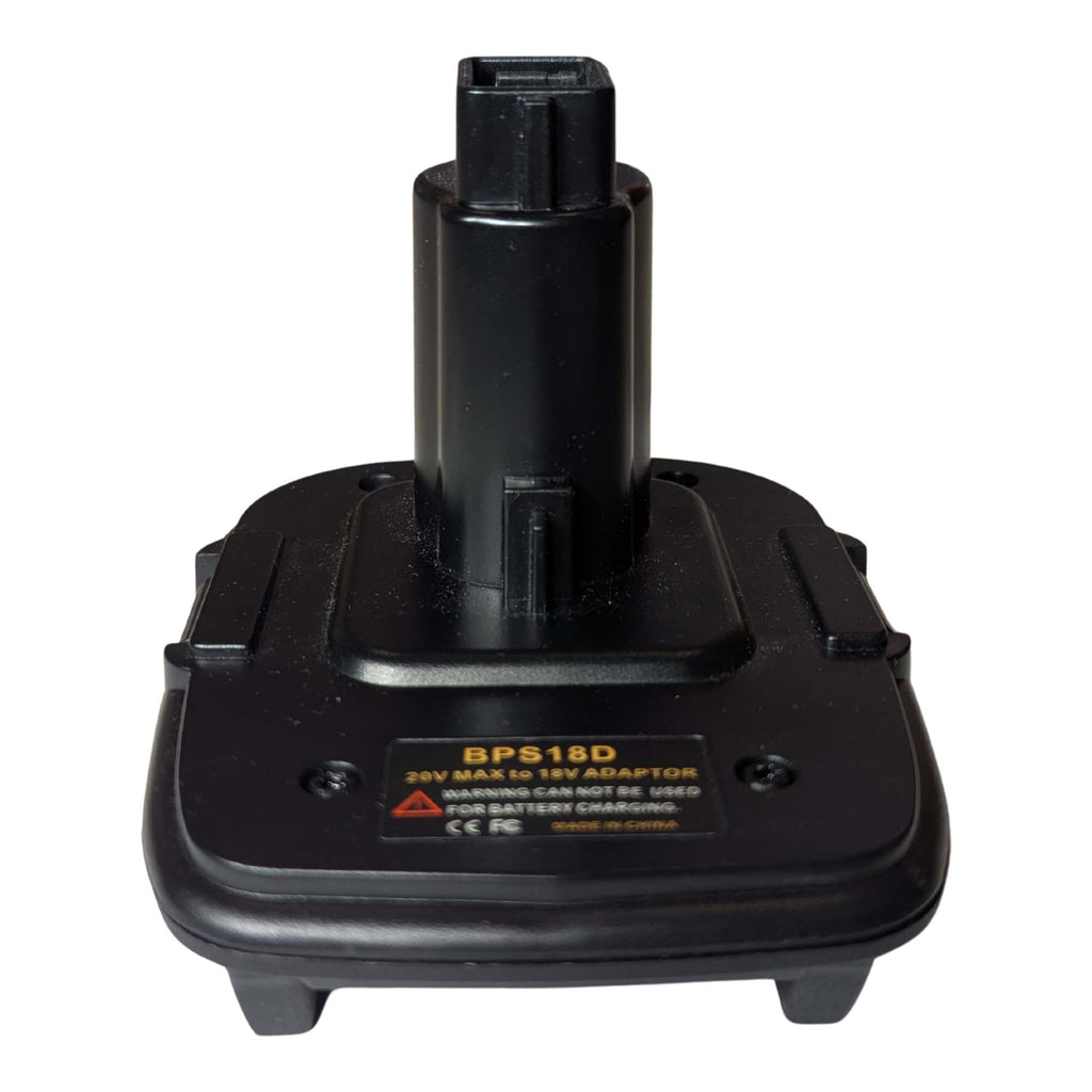 Porter Cable 20V to DeWalt 18V Ni-Cd battery adapter - front view with the tool-side post upright