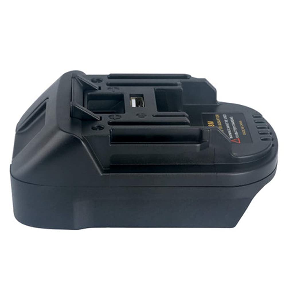 Porter Cable 20V to Makita 18V LXT battery adapter - Makita-side connection and warning label