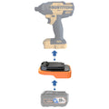 RIDGID 18V to Bostitch 18V battery adapter - compatibility diagram showing battery, adapter and impact driver