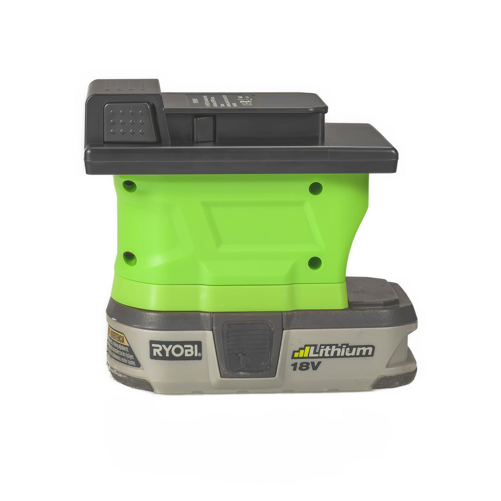 Ryobi 18V ONE+ to Hoover 20V ONEPWR battery adapter - fitted to the Ryobi 18V ONE+ battery, Hoover tool side up