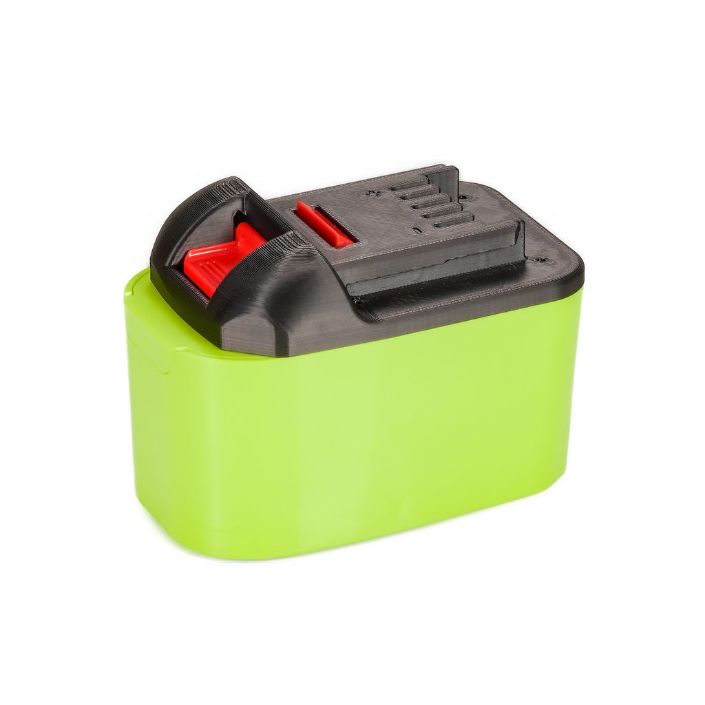 Ryobi 18V ONE+ to Masterforce 20V battery adapter - Masterforce tool-side connection, terminal slots and release catch