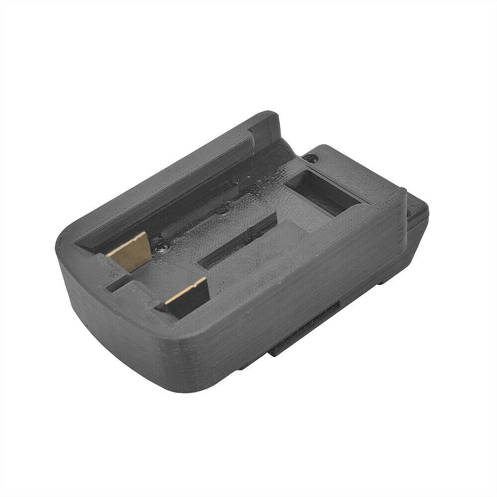 Stanley V20 to Porter Cable 20V battery adapter - battery-side connection with twin copper blade terminals in the pocket