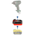 Stanley V20 to Masterforce 20V battery adapter - compatibility diagram showing battery, adapter and impact driver