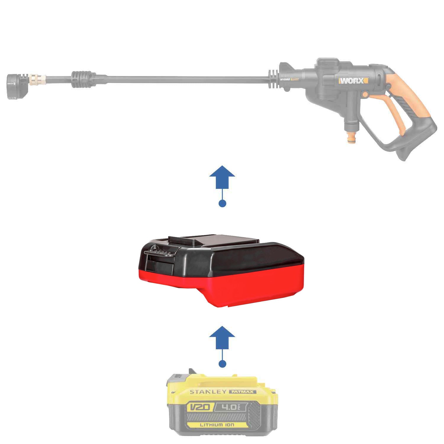 Stanley V20 to WORX 20V PowerShare (Orange) Battery Adapter
