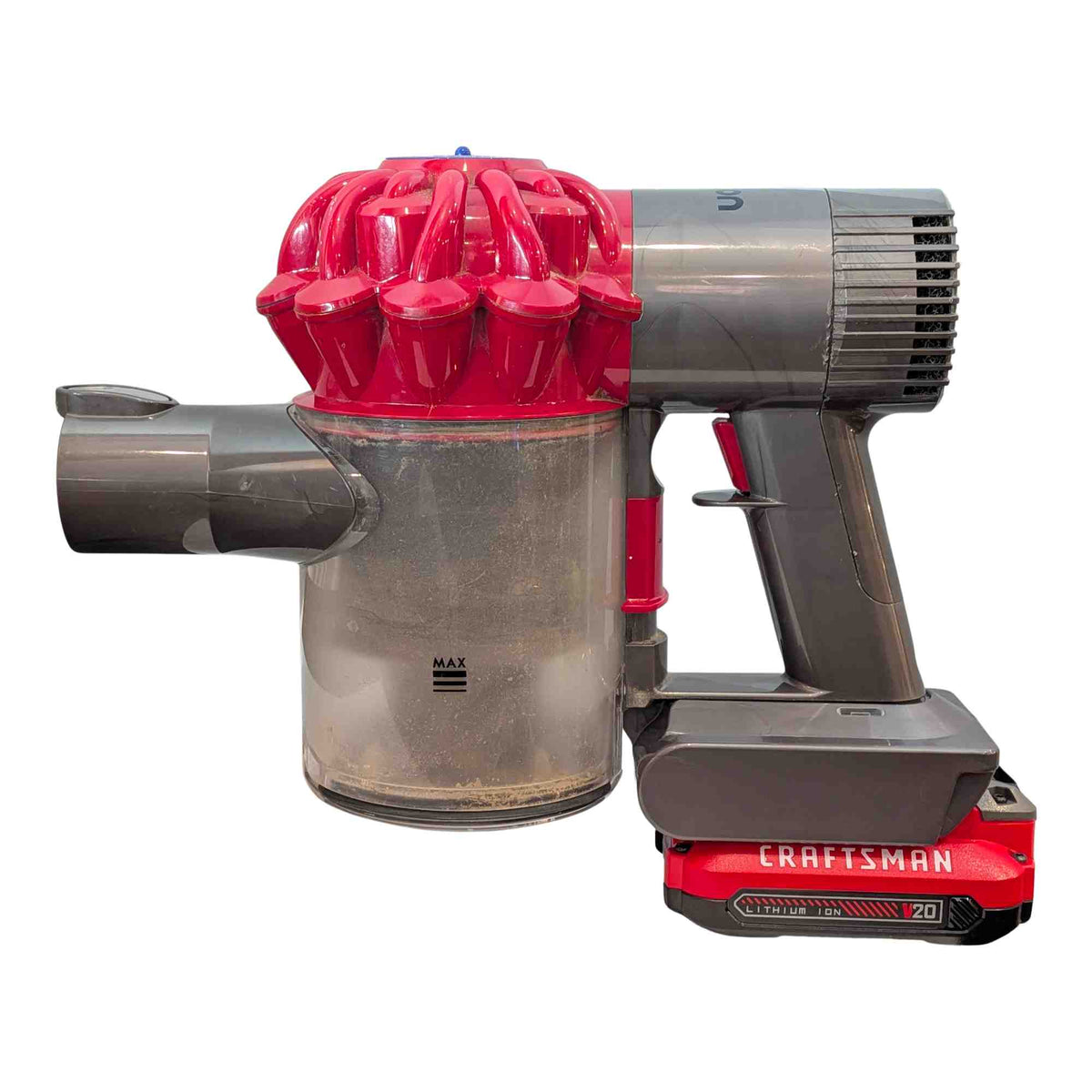 Craftsman 20V to Dyson V6 battery adapter: Fitted, Left Side