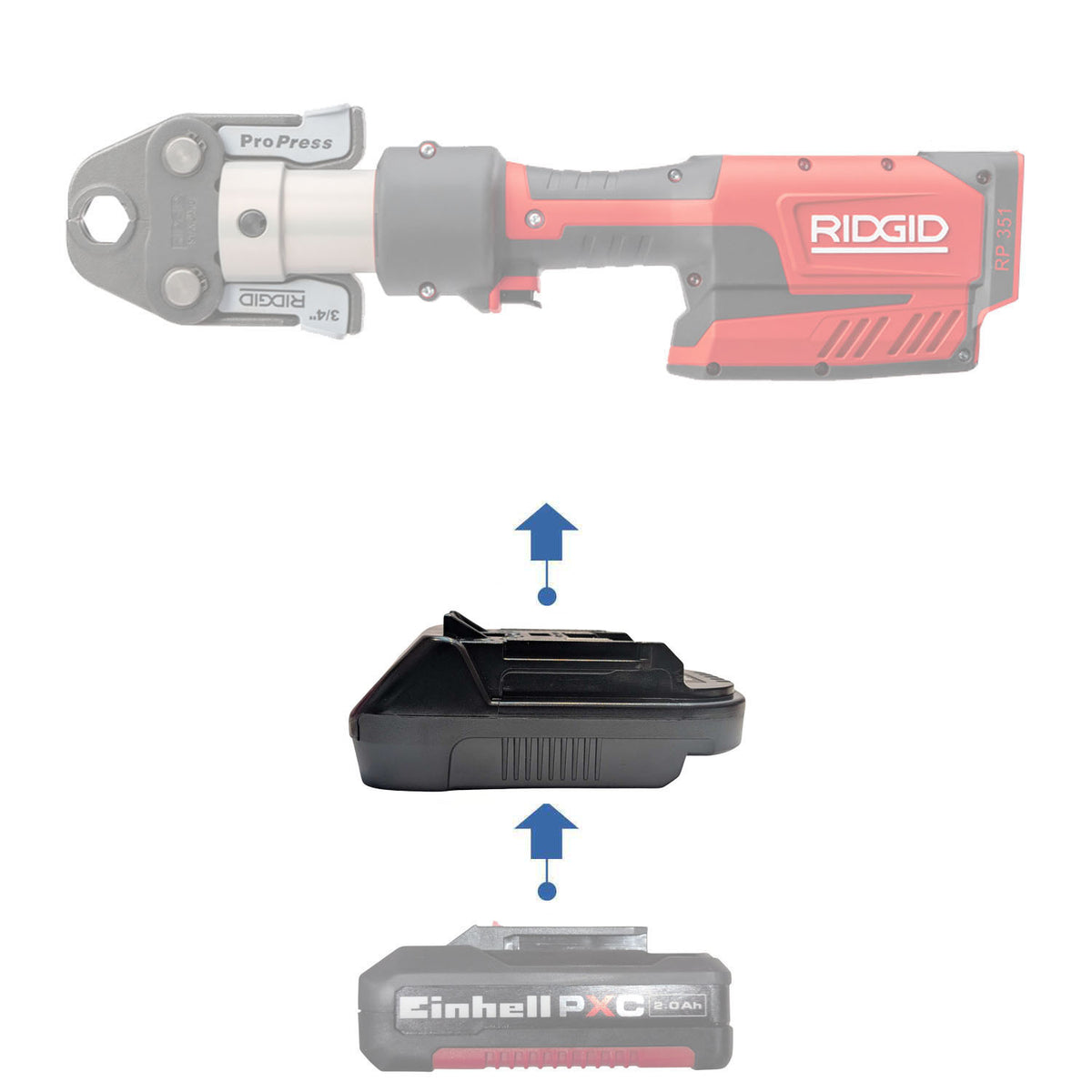 Einhell PXC 18V to RIDGID RED 18V Battery Adapter