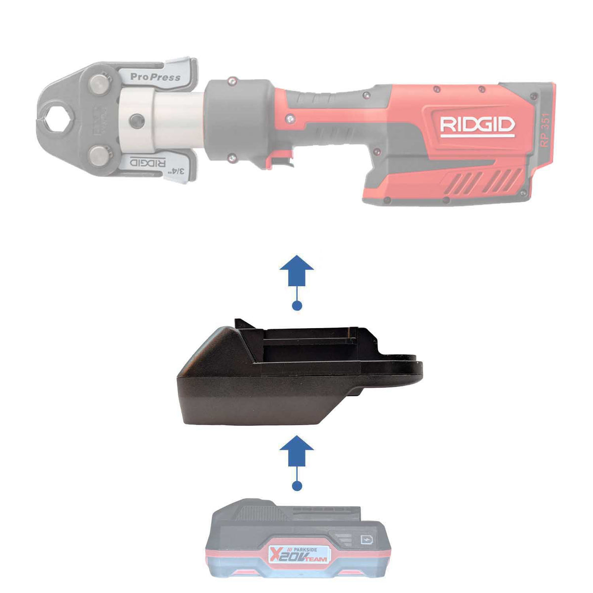 Parkside X20V to RIDGID RED 18V Battery Adapter