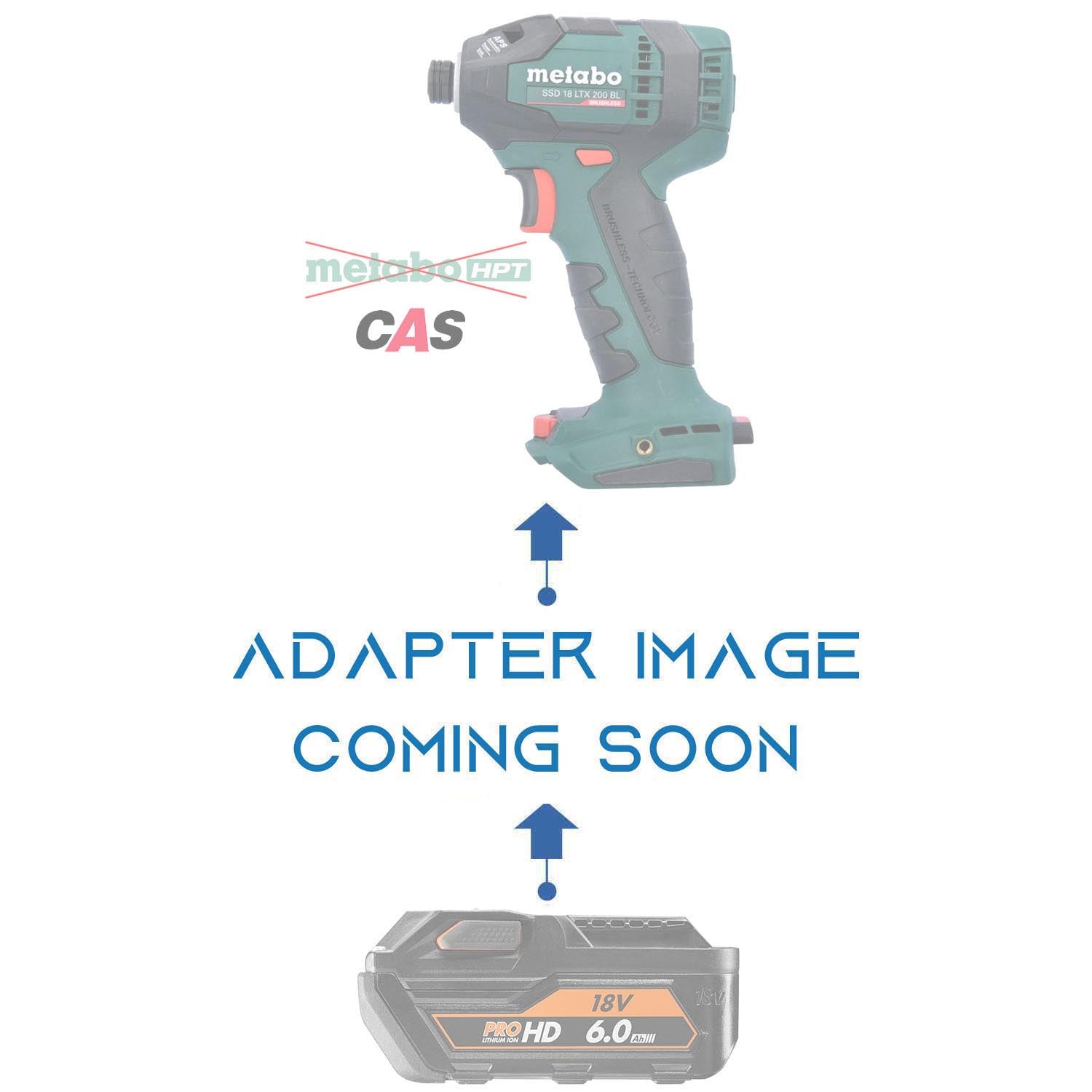 RIDGID 18V to Metabo CAS 18V battery adapter - placeholder reading adapter image coming soon