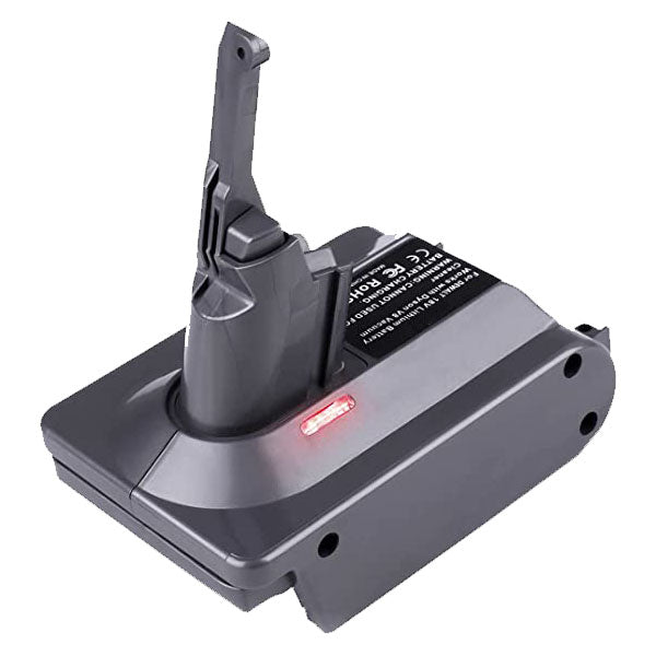 DeWalt 20V MAX to Dyson V8 battery adapter - tool-side stem connection with its release catch and indicator light